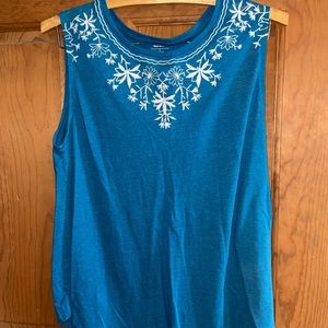 Lightweight blue floral tank top